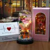 Lujo Ligero Cúpula de Cristal Flor Eterna Ramo Pequeño Adorno Rosa de Jabón Regalo de San Valentín para Niñas Regalo de Confesión Al por Mayor