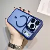 Adequado para iPhone 17 Pro Max Capa de Celular Magnética Fosca com Sensação de Pele Suporte para Lente Apple 16 com Película para Lente 15