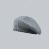 Boina de Punto de Pelo de Conejo Venta al por Mayor de Fábrica Estilo Coreano para Mujer de Cabeza Grande Plegable Gorro de Artista Venta al por Mayor Boina para Otoño e Invierno