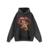 Sudadera de Cuello Redondo de Marca Americana Retro Moderna Transfronteriza Hip-Hop High Street Estampada Lavada Moderna Versátil de Manga Larga con Capucha para Hombre y Mujer