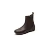 Botines cortos para mujer para otoño e invierno, botas de cuero genuino con suela blanda, botas estilo Martin, botas calcetín elásticas, botas ajustadas para commuting, botines Chelsea