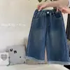 Calça Jeans Feminina Outono 2025 Novo Estilo Menina Moda Coreana Estilosa Bainha Dobrada Perna Reta Calça Casual Bainha Desfiada Jeans