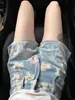 Shorts de Mezclilla con Estampado Completo de Margaritas Estilo Americano para Mujer, Nuevo Diseño de Verano, Nicho Coreano Cintura Alta Adelgazantes Hot Pants Modernos