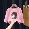 H2367# camiseta de manga larga para niños y niñas otoño nuevo cuhk estilo occidental para niños algodón para niños cómoda camiseta versátil