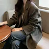 Elegante chaqueta blazer de lana holgada talla grande de moda coreana, chaqueta de traje estilo coreano de lana