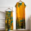 Vestido de Estilo Túnica Africana de Venta Caliente Transfronterizo, Falda de Seda Sintética, Vestido Talla Grande, Conjunto de Dos Piezas con Chal Protector Solar, Estampado al por Mayor