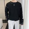Malharia Pulôver de Gola Redonda para Homens 2024 Outono e Inverno Novo Estilo Design de Recorte em Cores Contrastantes Malharia Estilo Preguiçoso Top Casual