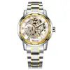Suministro Directo del Fabricante WINNER Moda Masculina Casual de Negocios Correa Dorada Hueca Reloj Mecánico Manual