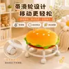 Taburete Giratorio con Forma de Hamburguesa y Ruedas Direccionales, Taburete Pequeño Giratorio para Uso Doméstico, Elegante Taburete Bajo para Sala de Estar, Lindo Taburete para Cambiarse los Zapatos
