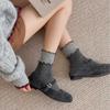 Calcetines de Lana para Mujer de Caña Media Estilo Coreano con Lazo Acolchados Cálidos Gruesos Sin Costuras para Otoño e Invierno