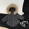Conjunto de Moda de Invierno para Bebé de Moda: Abrigo Grueso Acolchado Estilo Coreano con Cuello de Piel y Pantalones Cálidos de Algodón para Niños Pequeños
