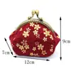 Nuevo monedero de tela japonesa y estilo wind hecho a mano bolsa de labios dorada cartera pequeña con estampado bronzing al por mayor
