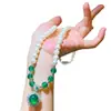 Regalo del Día de la Madre: Conjunto de Collar, Pulsera y Pendientes de Diseño con Perlas Naturales de Agua Dulce de 8-9 mm de Alta Calidad y Calcedonia Verde