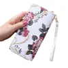 Bolsa de Mão para Revenda em Estoque Carteira Feminina Longa com Zíper Duplo Estampa de Rosas Múltiplos Compartimentos para Cartões Porta-Cartões Versátil Estilo Zíper