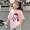 2026 Nueva Camiseta de Algodón Puro para Niñas de Manga Corta Ropa de Verano Estilo de Verano Top de Media Manga Camiseta Delgada para Niños Mayores
