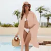 Nova Camisa de Algodão de Bambu Europeia e Americana Cardigã Solto para Biquíni Blusa de Praia para Férias Roupa de Proteção Solar