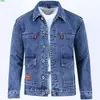 Nueva Chaqueta de Mezclilla Holgada para Hombre Primavera 2026, Top de Trabajo, Ropa de Talla Grande Moderna para Hombre, Abrigo de Mezclilla con Cuello de Solapa