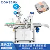 Zonesun Máquina Automática de Etiquetado Perimetral por Cuatro Lados para Cajas de Plástico de Empaque de Alimentos Desechables Cuadradas