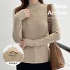 Camiseta Base de Cuello Alto Cálida Rayada de Microfibra Otoño 2026 Manga Larga para Mujer Talla Grande Ajuste Delgado