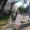 Vestido Blanco Primer Amor de Verano, Holgado y Dulce, Vestido de Manga Corta con Cuello Peter Pan que Reduce la Edad, Falda Corta para Personas Bajas, Blanco