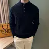 Suéter de punto de imitación de dos piezas para hombre con patrón de trenzas, cuadros, cuello henley, estilo old money, invierno, venta al por mayor de fábrica transfronteriza