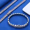 Pulsera de Tenis Rosa Zircón Rosa 8mm Escalera Transfronteriza Hip-Hop Europeo y Americano Pulsera de Hombre Zircón Mixto Joyería Personalización