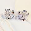 Brincos de Flor com Agulha de Prata 925 Zircônia Laço Refinado Brilhante Elegante