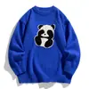 2025 Nuevo Suéter Lindo Jacquard de Panda Rojo para Hombre Otoño e Invierno Combinación de Colores Suéter Retro Tops para Hombre Tops para Hombre