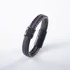 Pulsera Antiestática para Hombre de Negocios Acero Inoxidable Cuero Estilo Retro Nuevo Europeo y Americano Pulsera Tejida Magnética para Hombre Venta al por Mayor