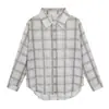 Camisa Plaid Transparente con Degradado Retro Coreano para Mujeres de Tallas Grandes, Corte Holgado, Adelgazante, Ropa Exterior Casual 65324