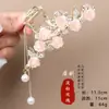 Grampo de Cabelo com Franja de Flor Rosa Suave, Grampo Elegante para a Parte de Trás da Cabeça, Presilha Grande de Tubarão com Flor de Strass de Alta Qualidade