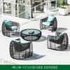 Muebles creativos silla de ratán nórdica juego de tres piezas sofá abierto para jardín balcón al aire libre sofá de ratán de ocio para hotel