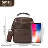Bolso cruzado pequeño casual versátil para hombre, Bolso de mano de cuero de capa superior, Bolso de hombro