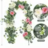 Cipó de Flor Artificial de Eucalipto Transfronteiriço, Cipó de Folha de Eucalipto Falso, Folhagem de Casamento, Enfeites Decorativos Enrolados, Cipó Artificial