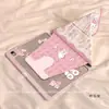Estojo rosa quadriculado KT para óculos e tablet iPad 11ª/10ª geração com compartimento para caneta mini6 suporte rotativo fofo