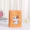 Bolsa de compras con diseño de gato de dibujos animados, bolsa de regalo impresa, bolsa de papel kraft al por mayor, bolsa de almacenamiento, bolsa de compras