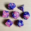 Juego de Dados Poliedros D&D con Patrón de Mármol, Color Mixto Transparente D4D6D8D10D12D20 Caras, Coc, Juego de Mesa, Juego de Siete Piezas
