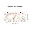 Adesivos de Parede Autoadesivos de Flores Rosas de Desenho Animado Elefante Fofo Estilo Menina Decoração de Parede de Fundo de Quarto Adesivos Br63751