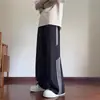 Pantalones anchos de tres rayas para hombre, verano finos de seda de hielo de secado rápido, fluidos rectos, estilo juvenil de alta calle americana