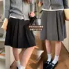 Saia Midi Plissada Maternidade Saia de Terno Cinza para Mulheres Primavera/Verão 2026 Estilo Coreano Estilo Acadêmico Meia Saia Plissada