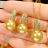 2026 Nueva Joyería Zhuangshengsheng Base de Cobre Chapado en Oro Incrustada con Perlas Amarillo Dorado Cuadradas para Mujer 14-12mm