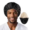Amazon Transfronterizo Europeo y Americano Hogar Pañuelo de Cabeza de Ala Ancha Protección del Cabello Postparto Sombrero Redondo Extra Grande Doble Capa Satén Gorro de Dormir