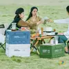 Caja de Almacenamiento para Camping al Aire Libre con Apertura Lateral, Tapa de Madera, Caja Plegable, Caja de Almacenamiento para Maletero de Coche, Almacenamiento de Plástico