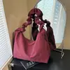 Bolso de Lona Plegado de Moda Estilo Coreano para Mujer 2025 Nuevo Bolso Tote Ligero para Clase Gran Capacidad Bolso Cruzado