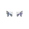Pendientes de Mariposa de Cristal Verde Moda Temperamento Exagerado Lujo Ligero Sentido de Alta Gama Pendientes Estilo Mori Francés Pendientes Degradados para Mujer
