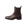 Botines Chelsea de cuero genuino para mujer, estilo de bota individual, nueva colección de invierno, punta redonda, tacón medio a grueso, diseño sin cordones, botines cortos, botines de caña alta