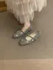 Zapatos Mary Jane de una sola tira esponjosos con pedrería estilo retro para aumentar la altura interior para mujer, estilo otoño e invierno, perfectos con vestidos