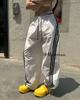 Pantalones deportivos casuales a rayas de calle alta para mujer en verano Diseño americano de secado rápido Pantalones casuales rectos de pierna ancha de tres rayas