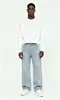 Jeans Denim Masculino com Patch Cruzado Estilo Chinês para Atacado Transfronteiriço, Estilo Streetwear Retro Cool, Calça Reta Solta de Perna Larga