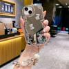 Espelho Galvanizado iPhone16 Phone Case Love Bracelet Apple 15 Urso de Prata 14 Anti-queda 13 Soft Case
